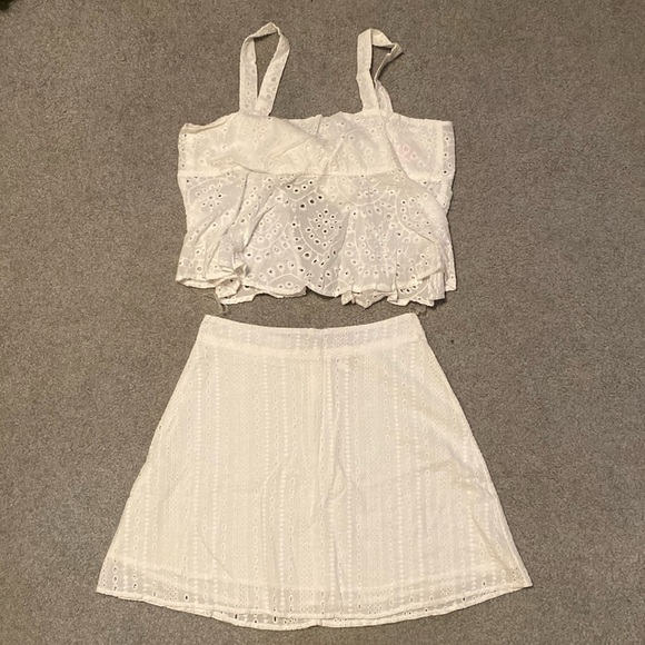 a'gaci Dresses & Skirts - A’gaci White Eyelet Cami & Skirt Set